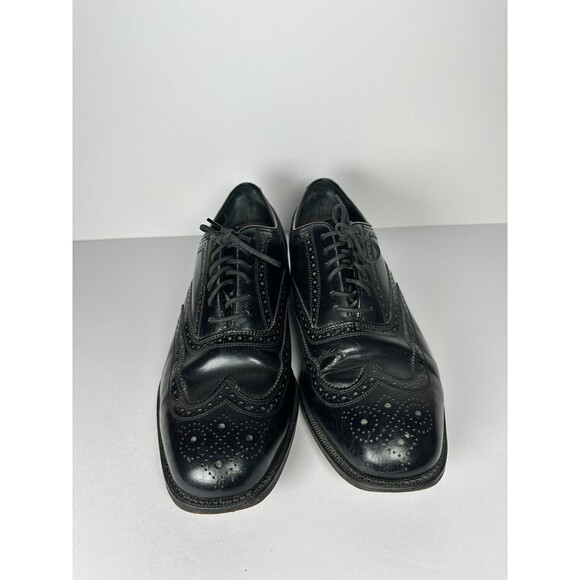 Florsheim Lexington Black Leather Wing-Tip Size 10 Men’s Dress Shoes - Picture 2 of 9